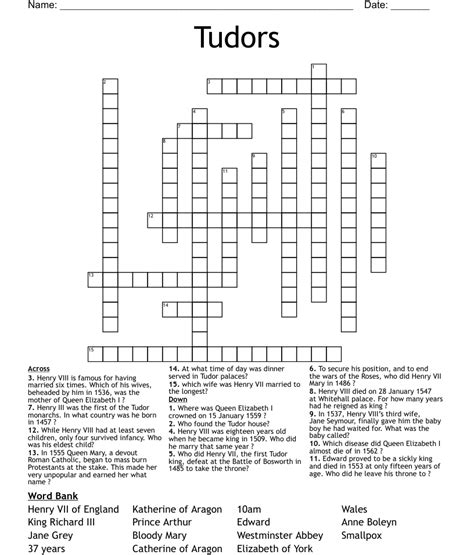 tudor crossword